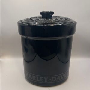 Harley-Davidson Ceramic Black Storage Canister Star Handle Lid
